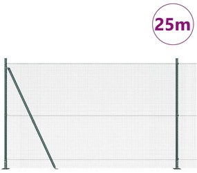 Cerca de Fio Soldado com 13 Postes Flangados Verde 1.4 x 25 m Aço