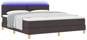 Cama Box Spring com Colchão e LED Castanho Escuro 180x200 cm Tecido