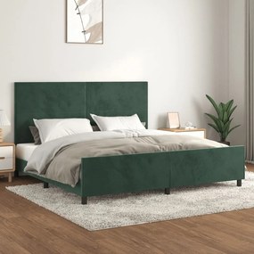 Estrutura de cama sem colchão 200x200 cm veludo verde-escuro