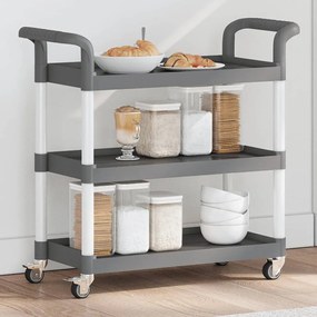 vidaXL Carrinho c/ 3 prateleiras 77x34x72 cm alumínio cinzento
