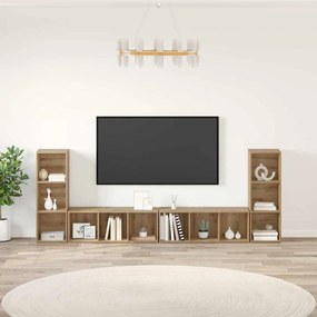 Gabinete para TV 4 pcs Carvalho Artesanal 37 x 35 x 107.5 cm