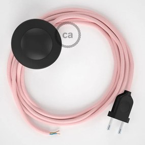 Cabo para candeeiro de chão, RM16 Rosa Bebé Seda Artificial 3 m. Escolha a cor da ficha e do interruptor.