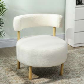 Sofá de 1 lugar em tecido bouclé, poltrona de sala estofada com encosto curvo, assento largo, 67 x 67 x 71 cm
