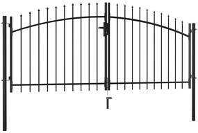 Portão de cerca com porta dupla e topo em lanças 300x150 cm