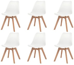 Cadeiras de jantar 6 pcs plástico branco