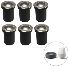 LED Conjunto de 6 focos de chão inteligentes para exterior ajustáveis com Wi-Fi GU10 - Delux Moderno