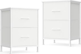 Conjunto de 2 mesas de cabeceira 30 x 39,6 x 52,2 cm com 2 gavetas Tecido Coleção BELLAH brancas