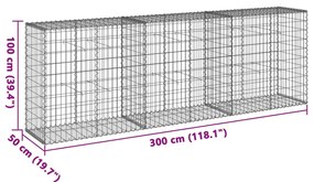 Cesto gabião com cobertura 300x50x100 cm ferro galvanizado
