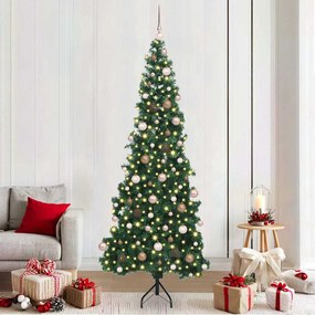 vidaXL Árvore de Natal artificial de canto Verde 210 cm PVC e Metal