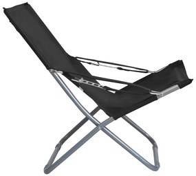 Cadeiras de praia dobráveis 2 pcs tecido preto