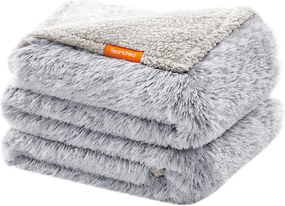 Manta para cães utilizável dos dois lados 229 x 203 cm, em tecido Sherpa cinzenta