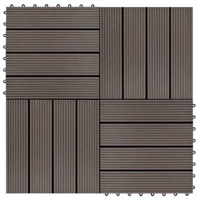 45025 vidaXL Ladrilhos de pavimento 11 pcs WPC 1m² 30x30 cm castanho escuro