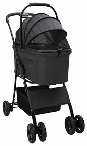 Carrinho de Pet Dobrável Preto 81 x 47 x 99 cm Tecido Oxford