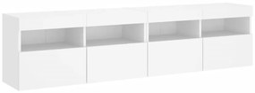 Móveis de parede p/ TV com luzes LED 2 pcs 80x30x40 cm branco