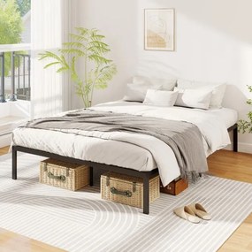 Estrutura de cama metálica 200 x 140 cm com ripas (COLCHÃO NÃO INCLUIDO) Preta