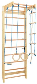 vidaXL Conjunto de escalada p/ interior com escadas e argolas madeira