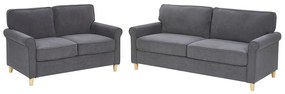Conjunto de sofás em veludo cinzento escuro RONNEBY Beliani