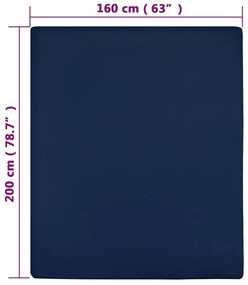Lençol ajustável 160x200 cm algodão jersey azul marinho
