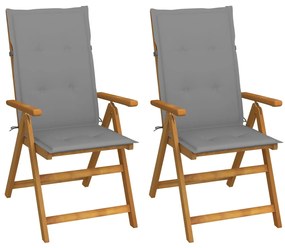 vidaXL Cadeiras jardim reclináveis c/ almofadões 2 pcs acácia maciça