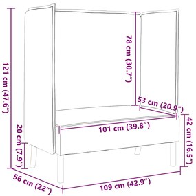 Sofá Alto Cinza Claro 109x56x121 cm Fabrics