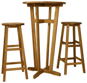 vidaXL Conjunto de bar 3 pcs madeira de acácia maciça
