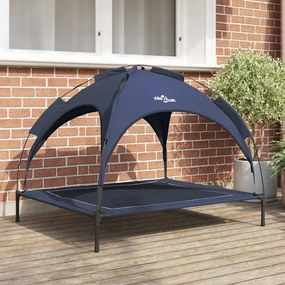 vidaXL Cama Elevada para Cães com Teto Removível Azul-marinho XL Aço
