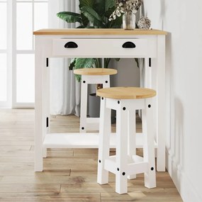 vidaXL Bancos de bar 2 pcs madeira de pinho maciça branco