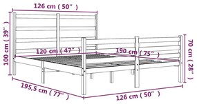 Estrutura de cama pequena casal 120x190 cm pinho maciço branco