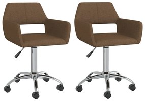 vidaXL Cadeiras de jantar giratórias 2 pcs tecido castanho