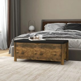 326776 vidaXL Caixa arrumação c/ almofadão contr. 105x40x45cm carvalho fumado