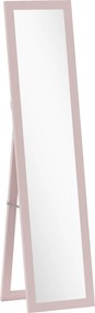 HOMCOM Espelho de Pé 37x155 cm Espelho de Corpo Inteiro Espelho de Parede Retangular com Estrutura de Madeira Rosa Claro | Aosom Portugal