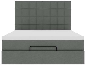Estrutura de cama otomana com colchão 140x190cm cinzento escuro