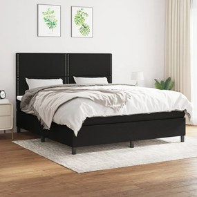 vidaXL Cama com molas/colchão 160x200 cm tecido preto