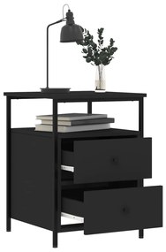 Conjunto de 2 Mesas de Cabeceira - Preto - 44x45x60 cm