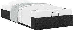 Estrutura de cama otomana sem colchão 90x190 cm tecido preto