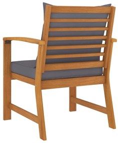 Cadeiras jardim 2 pcs c/ almofadões cinza-escuro acácia maciça