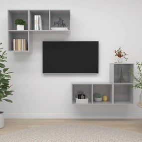 Armários de parede para TV 4pcs derivados madeira cinza cimento