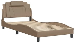 Estrutura cama cabeceira 100x200 cm couro artificial cappuccino