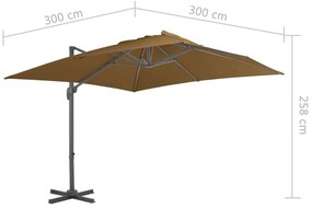 Guarda-sol cantilever c/ poste alumínio cinzento-acastanhado