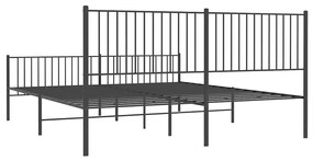 Estrutura de cama com cabeceira e pés 193x203 cm metal preto