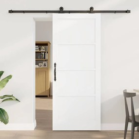 vidaXL Porta Deslizante com Conjunto de Hardware 'ORKDAL'Madeira Sólida Branca de Pinus
