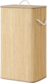 Cesto da roupa suja com tampa, 90 L, 40 x 32 x 70 cm cesto de bambu natural