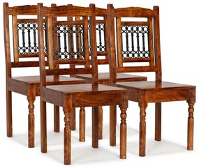 Cadeiras de jantar 4 pcs em madeira maciça + sheesham clássicas