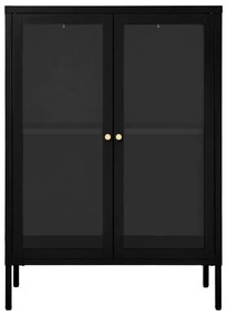 Aparador 75x35x105 cm vidro e aço preto