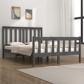 vidaXL Estrutura de cama pequena casal 120x190 cm pinho maciço cinza