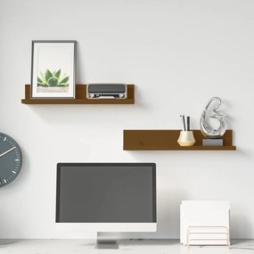 vidaXL Prateleiras de parede 2 pcs 50x11x9cm pinho maciço castanho-mel