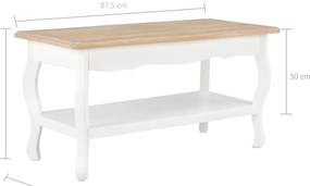 Mesa de centro 87,5x42x44 cm pinho maciço branco e castanho