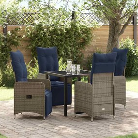 vidaXL Conjunto de Mesa e Cadeiras 5 pcs Cinzeto Rattan de PE