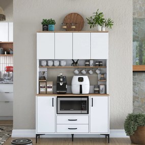 Armário Multiusos JE168 – Branco Nogueira – 120x184,2x40 cm