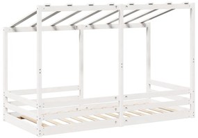 Cama infantil com telhado 90x200 cm pinho maciço branco